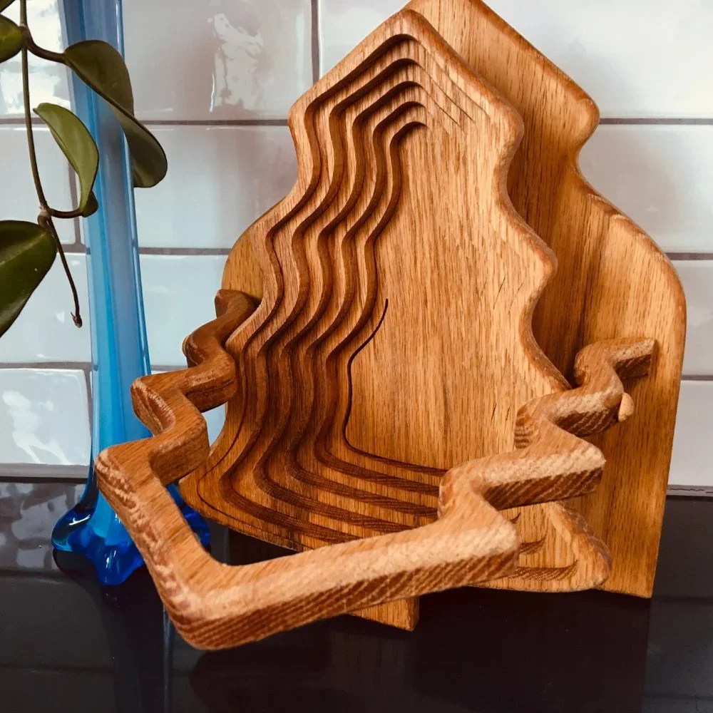 FIRM PRICE!  Artisan Carved Wood Tree Basket/Server/Hot Pad